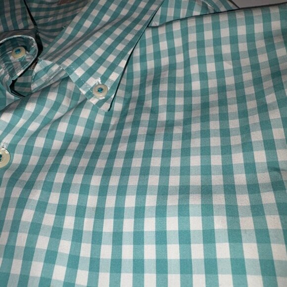 Peter Millar Teal/White Gingham Check Weekender Wash Long Sleeve Button Down L - Picture 7 of 13
